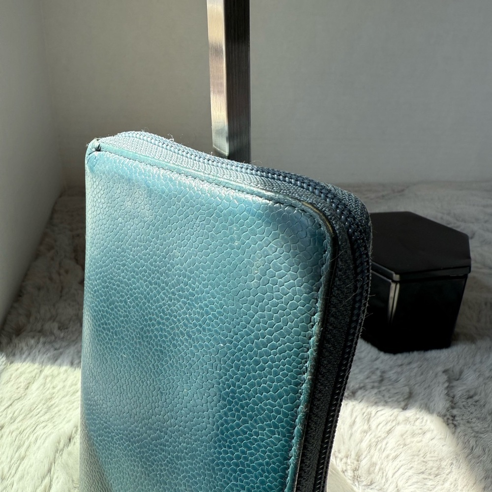 EUC! CHANEL - Blue Caviar Leather CC Timeless Zip Around Organizer Wallet - Picture 11 of 16